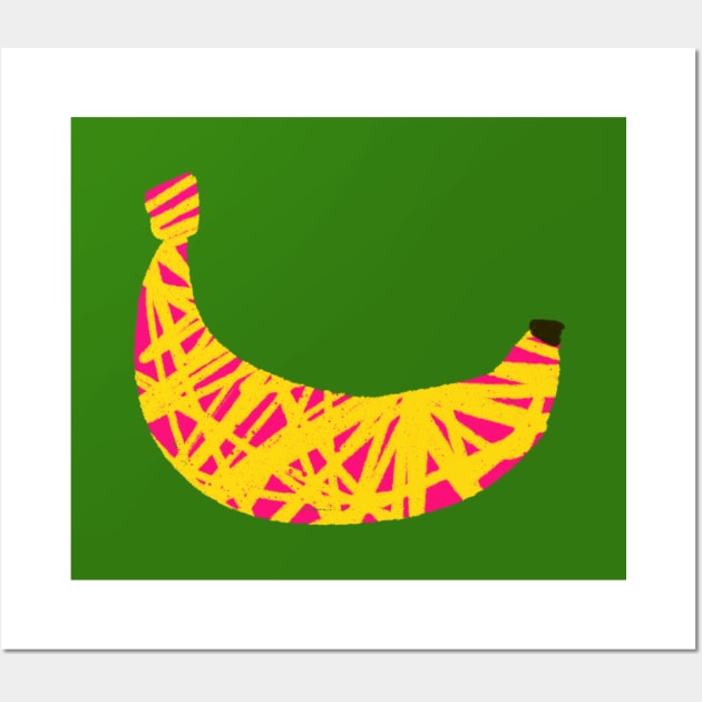 Modern Pink and Yellow Banana Wall Art by iulistration